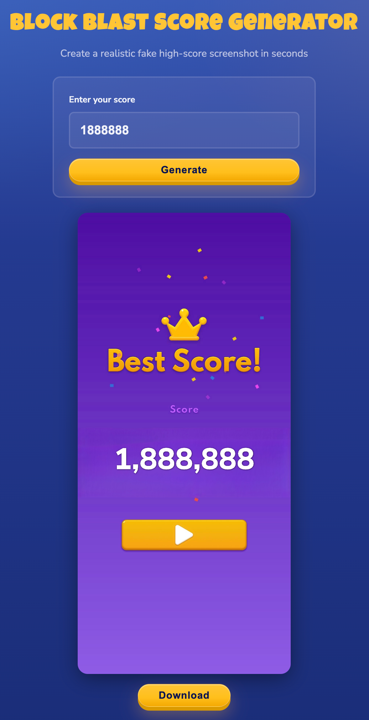 Block Blast Score Generator preview