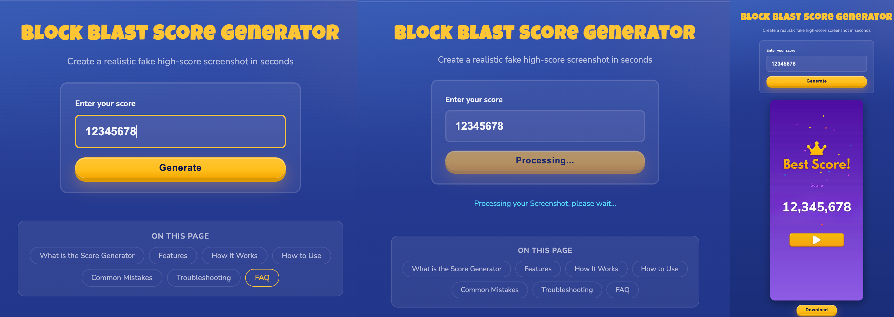 Using the generator on desktop