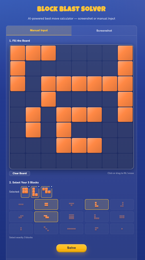 Manual board input example