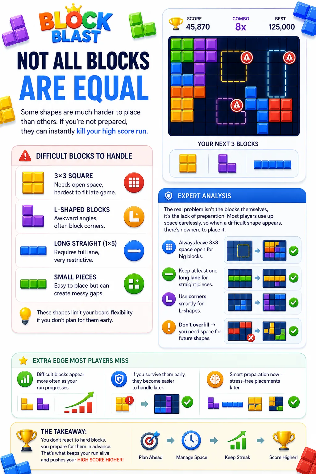 Block types ranked by difficulty