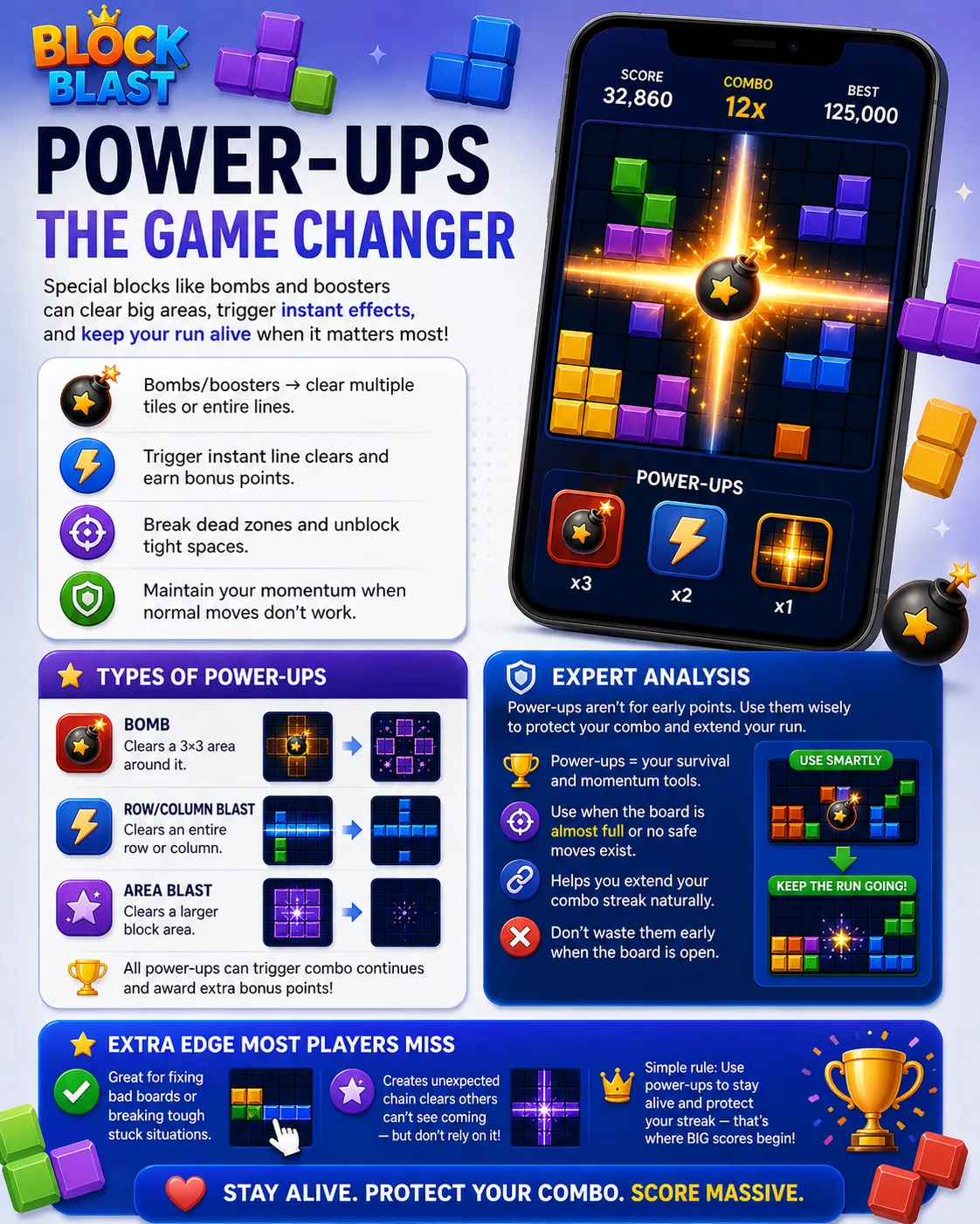 Power ups and special blocks in action